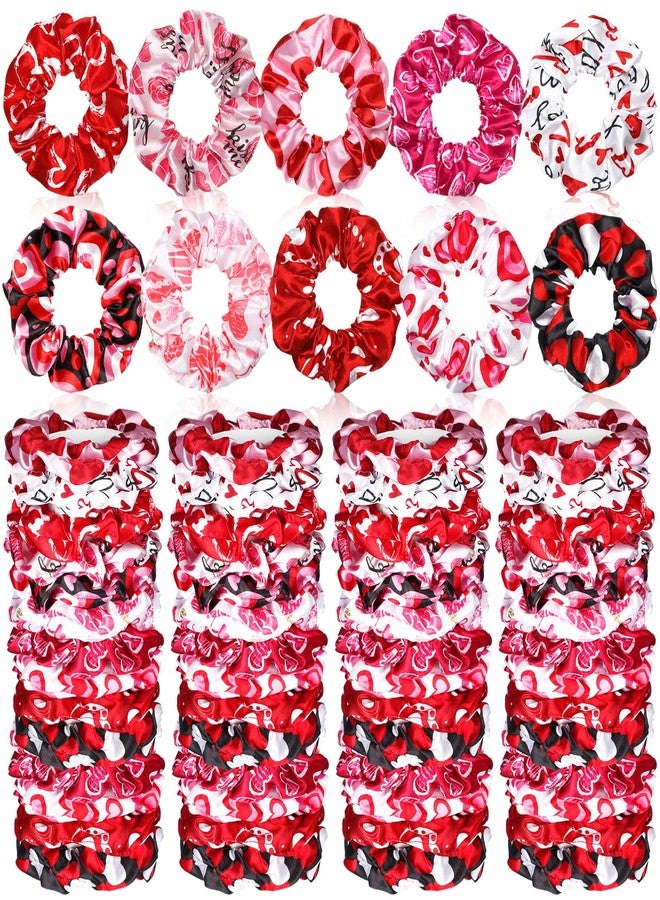 جيجكسين مجموعة جيغشين المكونة من 80 قطعة من ربطات الشعر الحريرية لعيد الحب، ربطات شعر من الساتان، أربطة شعر مرنة، ربطات شعر على شكل قلب من الساتان، ربطات شعر حريرية، إكسسوارات ربطات شعر على شكل قلب لعيد الحب للنساء - Image 1